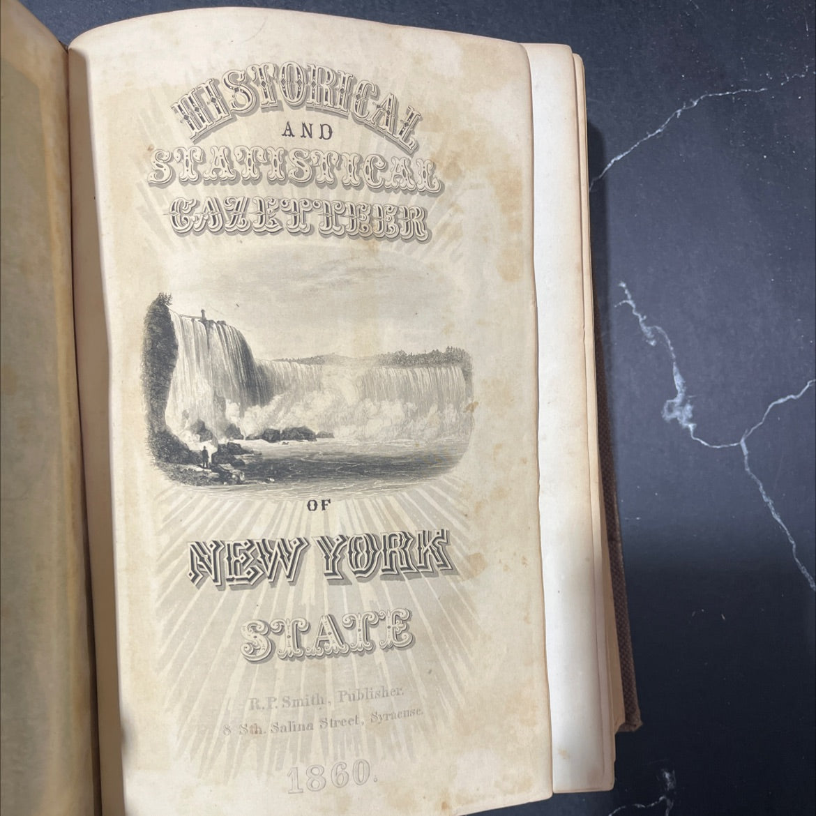 gazetteer of the state of new york book, by j. h. french, 1860 Leather image 2