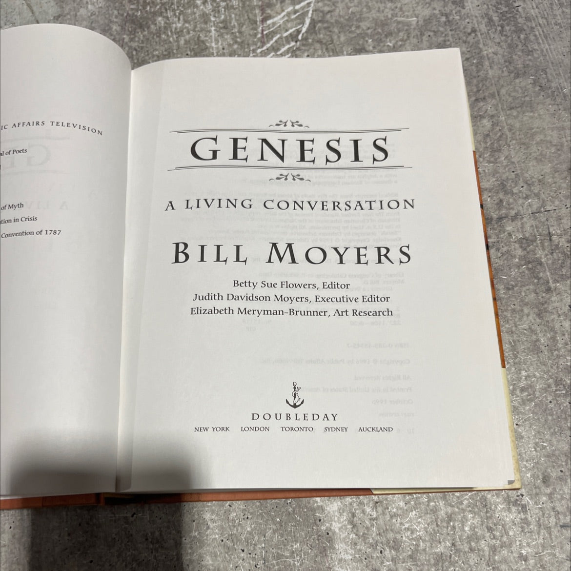 genesis: a living conversation book, by bill moyers, 1996 Hardcover image 2