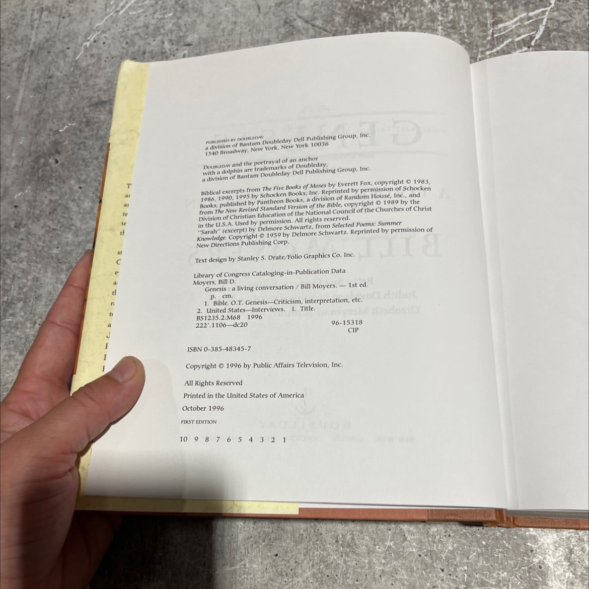 genesis: a living conversation book, by bill moyers, 1996 Hardcover image 3