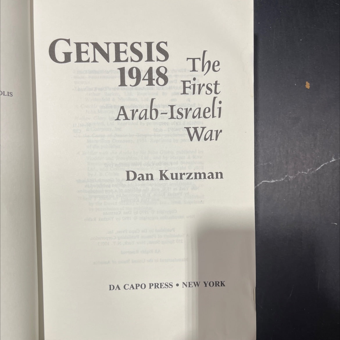 genesis 1948: the first arab-israeli war book, by Dan Kurzman, 1992 Paperback image 2