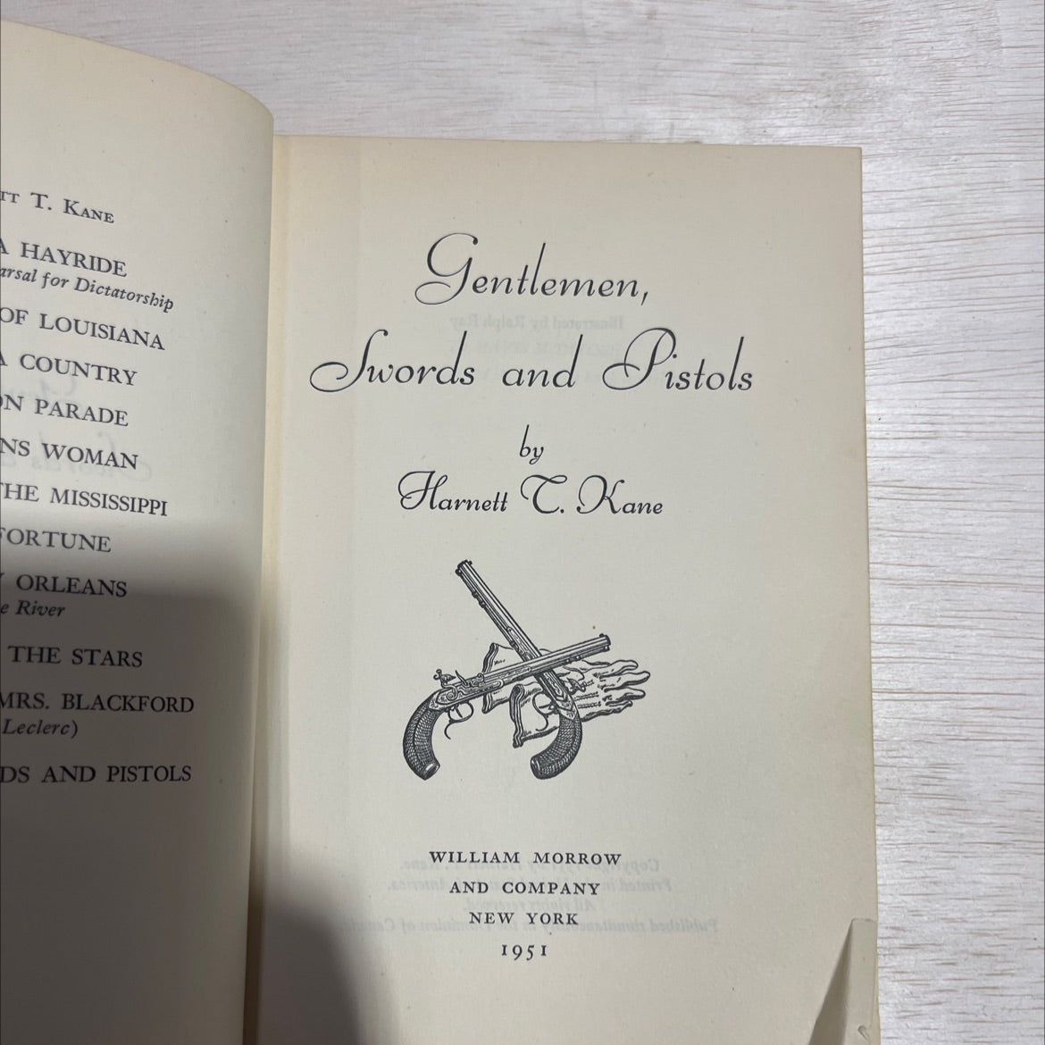 gentlemen, swords and pistols book, by Harnett T. Kane, 1951 Hardcover image 2