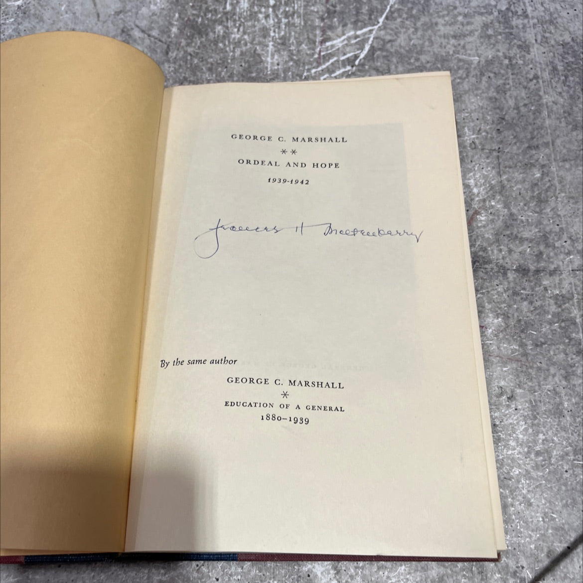 george c. marshall: cordell and hope 1939-1942 book, by general george c. marshall, 1942 Hardcover image 2