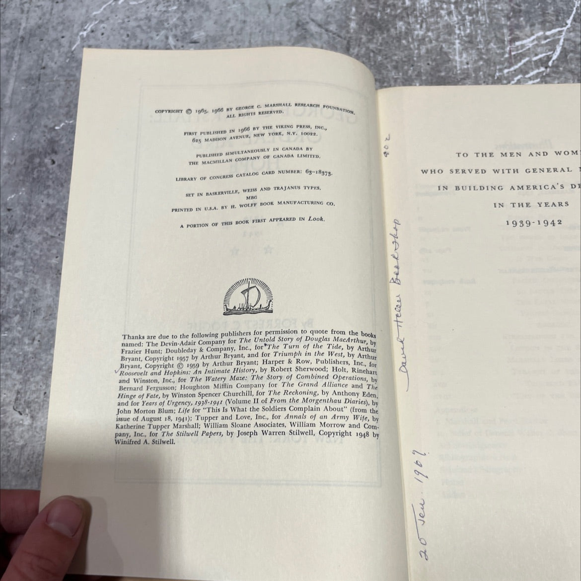 george c. marshall: cordell and hope 1939-1942 book, by general george c. marshall, 1942 Hardcover image 3
