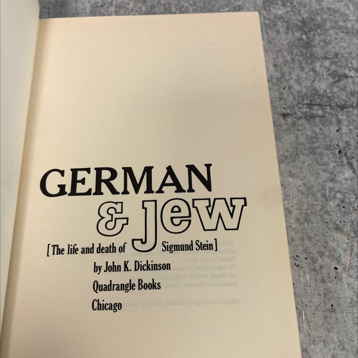german & jew book, by John K. Dickinson, 1967 Hardcover image 2