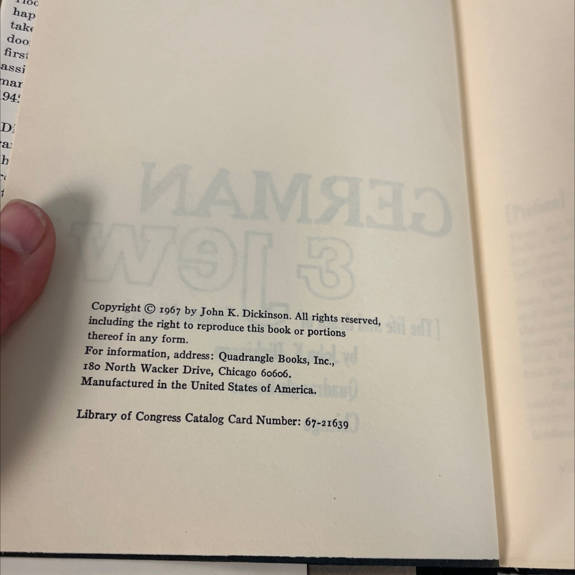german & jew book, by John K. Dickinson, 1967 Hardcover image 3