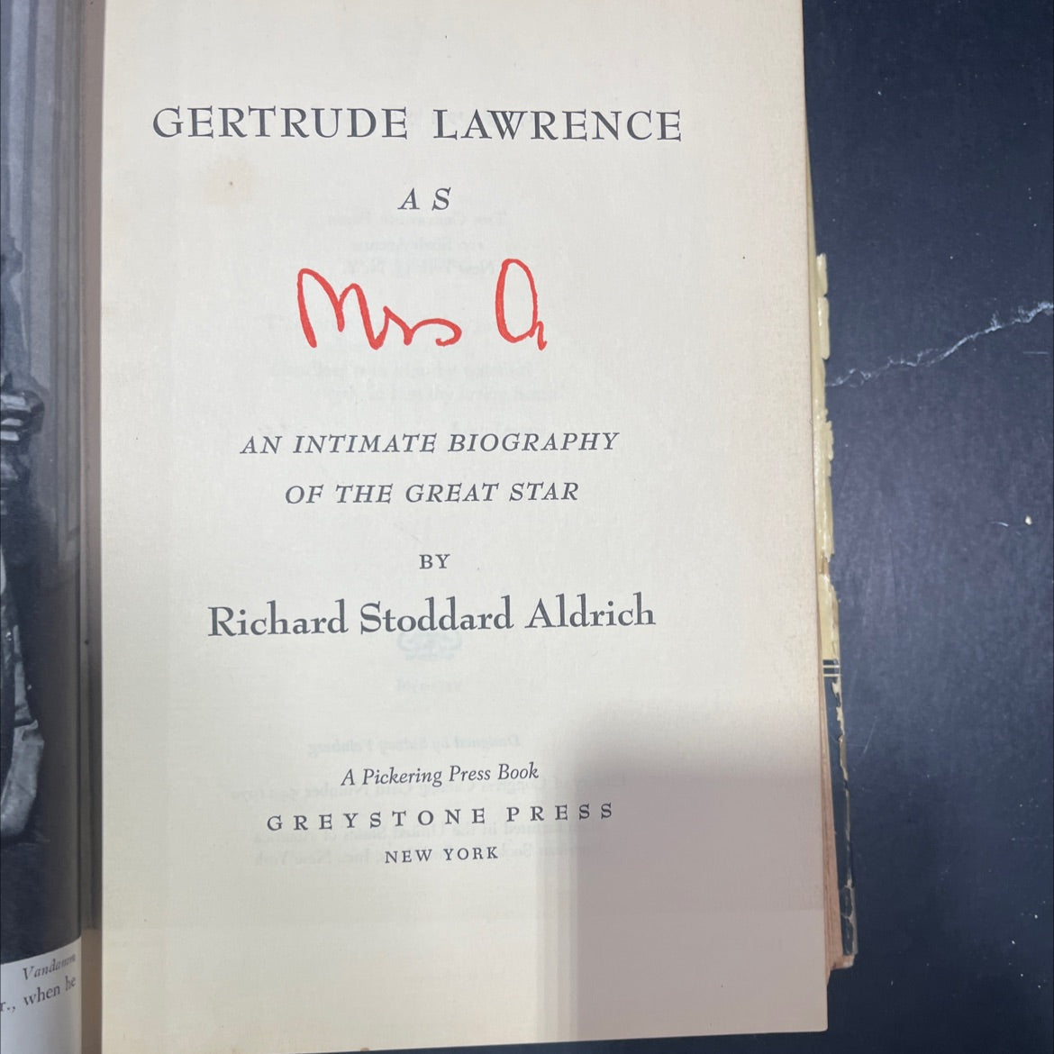 gertrude lawrence as mrs a an intimate biography of the great star book, by richard stoddard aldrich vandam, 1954 image 2