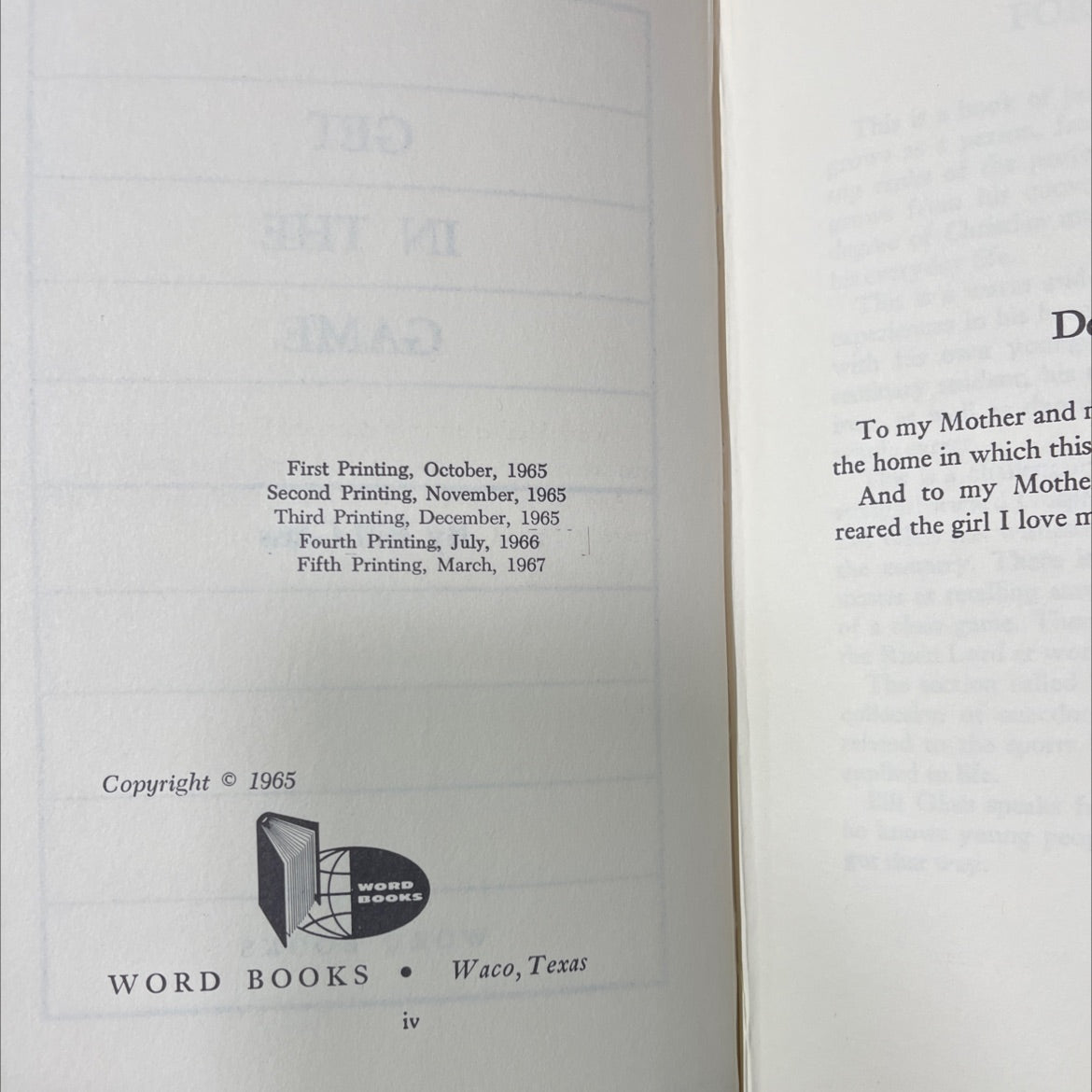 get in the game book, by bill glass, 1967 Hardcover image 3