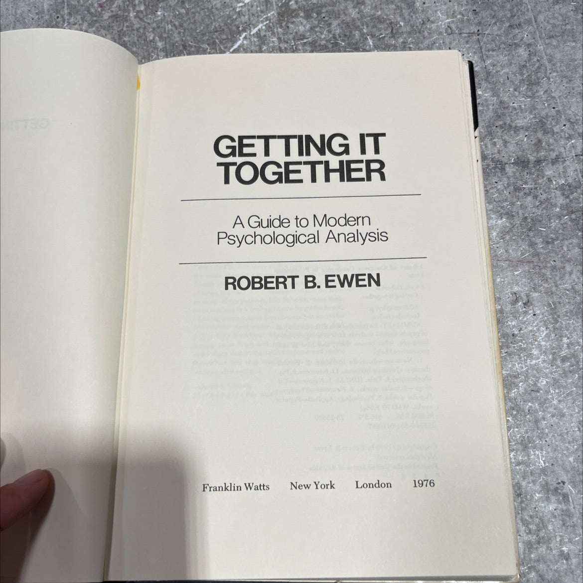 getting it together a guide to modern psychological analysis book, by robert b. ewen, 1976 Hardcover image 2