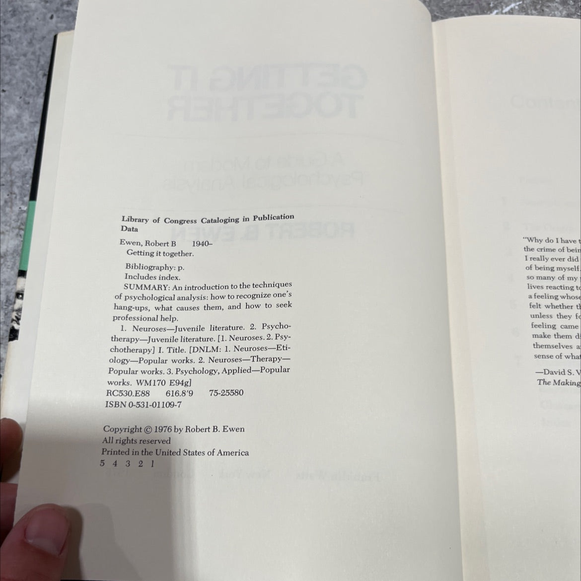 getting it together a guide to modern psychological analysis book, by robert b. ewen, 1976 Hardcover image 3