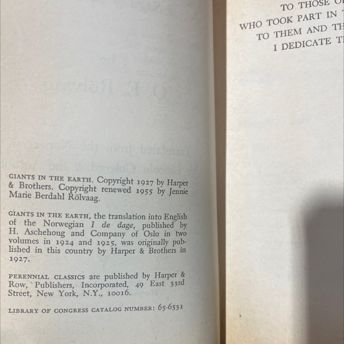 giants in the earth a saga of the prairie book, by o. e. rölvaag, 1955 Hardcover image 3