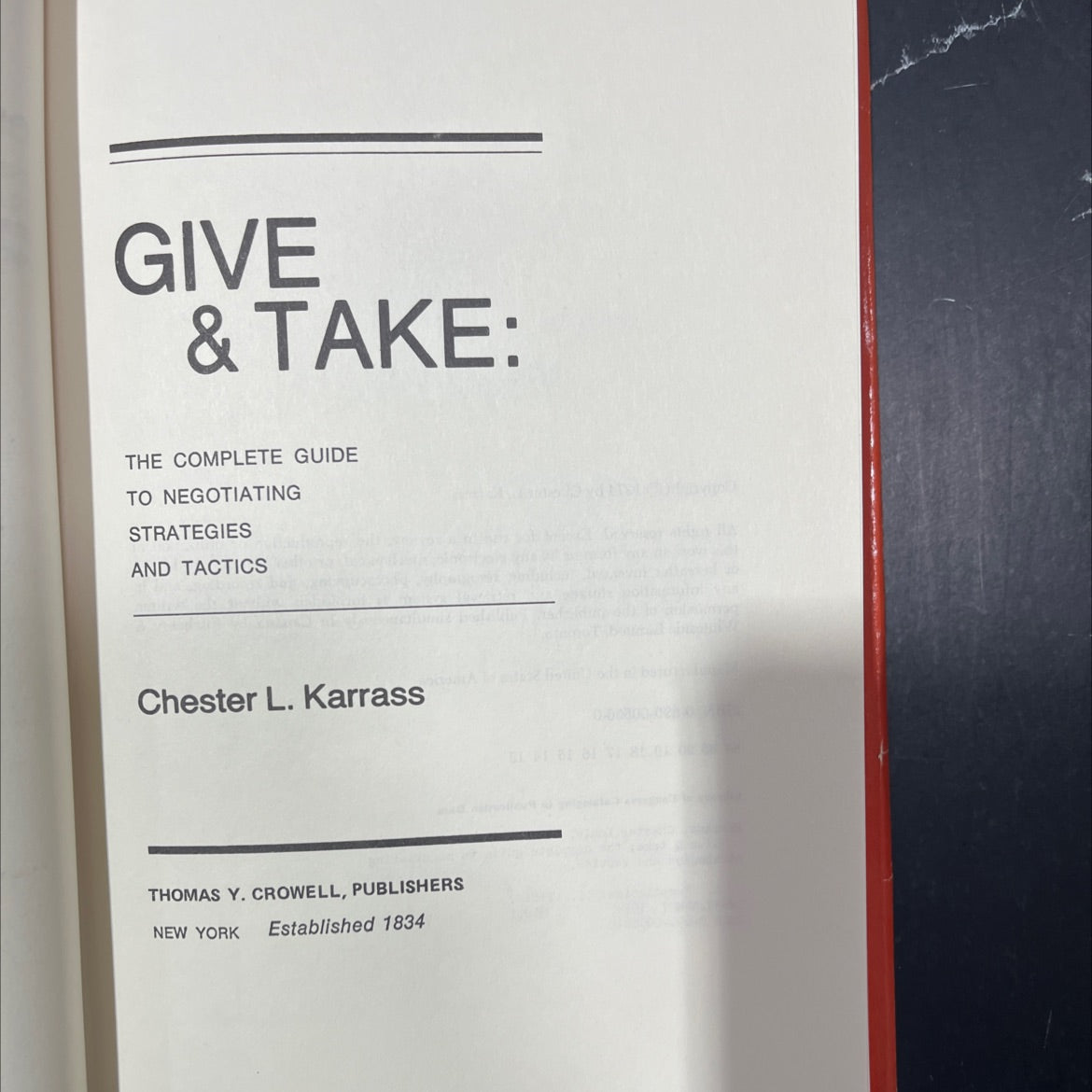give & take: the complete guide to negotiating strategies and tactics book, by Chester L. Karrass, 1974 Hardcover image 2