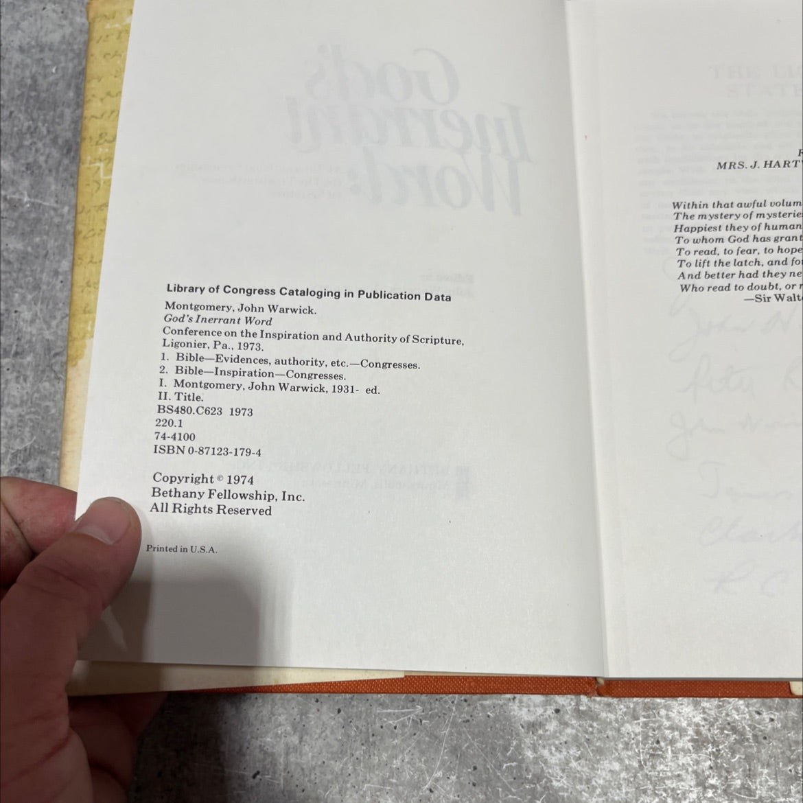 god's inerrant word book, by John Warwick Montgomery, 1974 Hardcover image 3