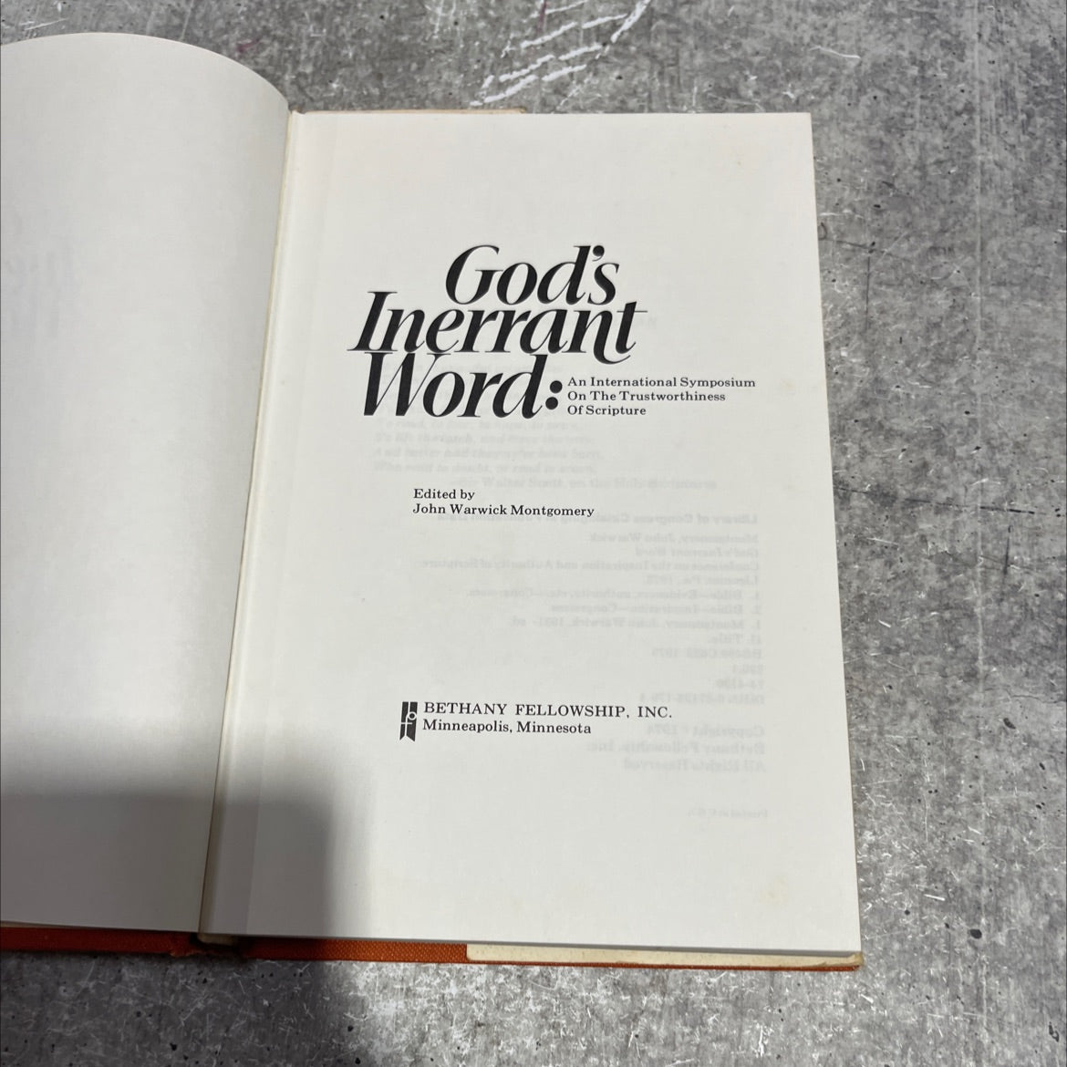 god's inerrant word book, by John Warwick Montgomery, 1974 Hardcover image 2