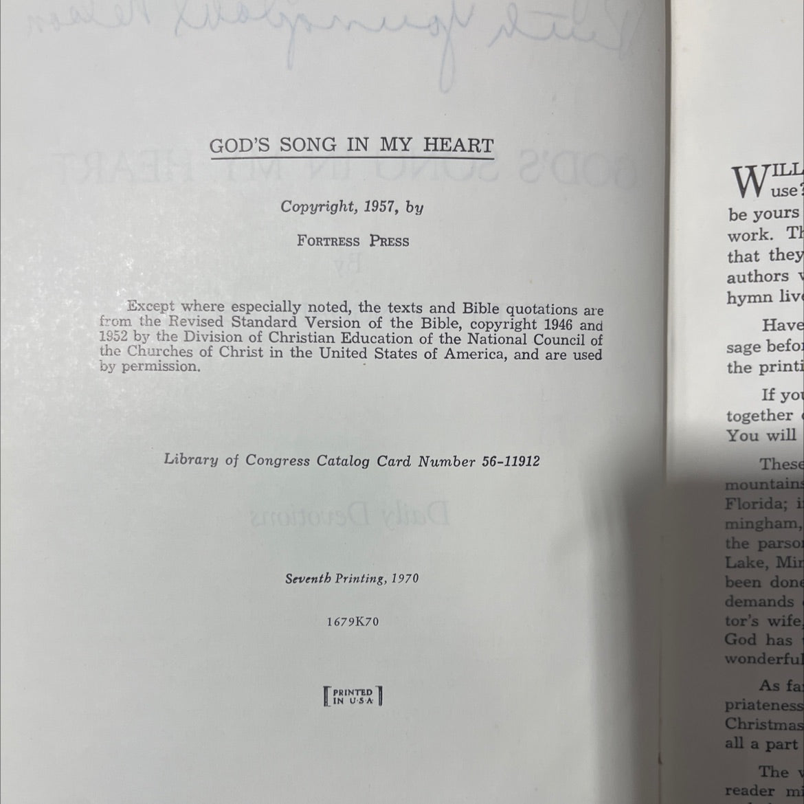 god's song in my heart book, by ruth youngdahl nelson, 1970 Hardcover image 3