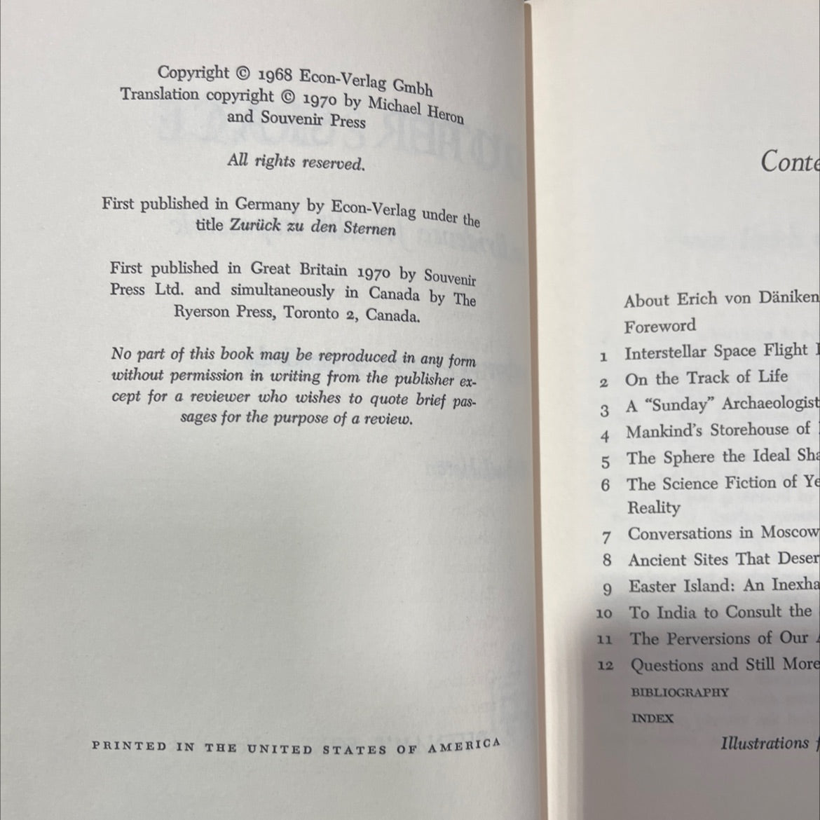 gods from outer space or evidence for the impossible book, by erich von däniken, 1970 Hardcover image 3
