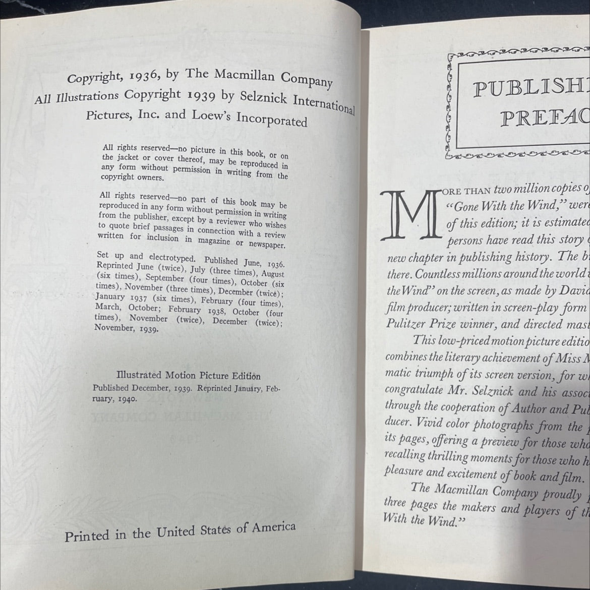 gone with the wind motion picture edition book, by margaret mitchell, 1940 Hardcover image 3