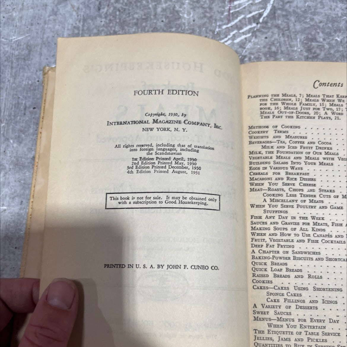 good housekeeping's book of meals tested, tasted, and approved book, by katharine fisher, 1931 Hardcover image 3