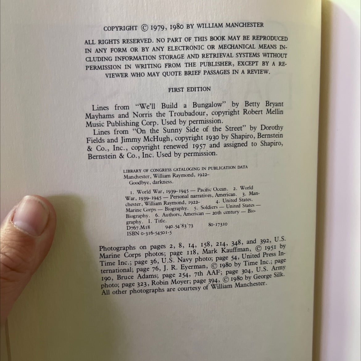goodbye, darkness a memoir of the pacific war book, by William Manchester, 1980 Hardcover image 3