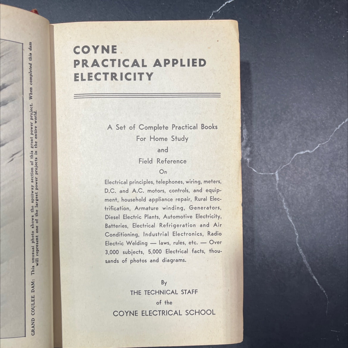 grand coulee dam book, by technical staff of the coyne electrical school, 1945 Hardcover image 2