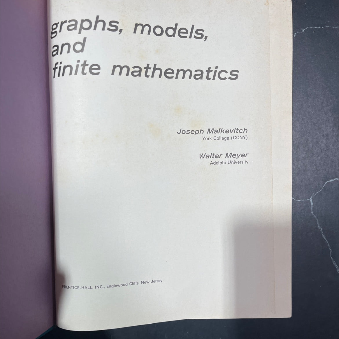 graphs, models, and finite mathematics book, by Joseph Malkevitch, Walter Meyer, 1974 Hardcover image 2