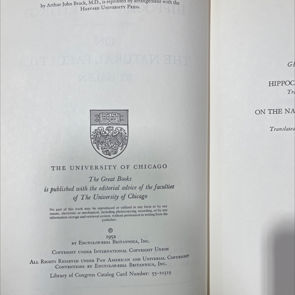 great books of the western world: hippocrates and galen book, by unknown, 1952 Hardcover image 3