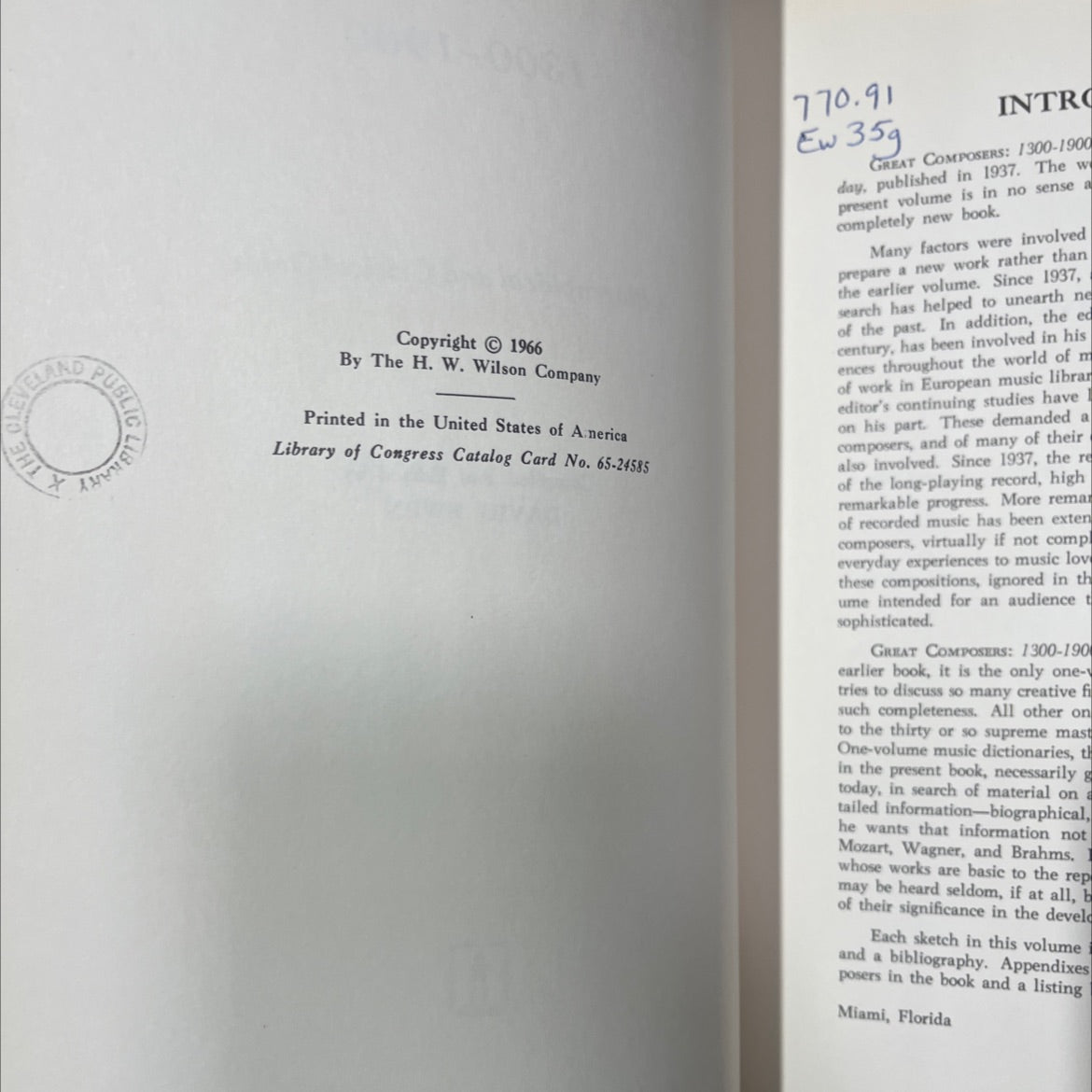 great composers 1300-1900 a biographical and critical guide book, by david ewen, 1966 Hardcover image 3