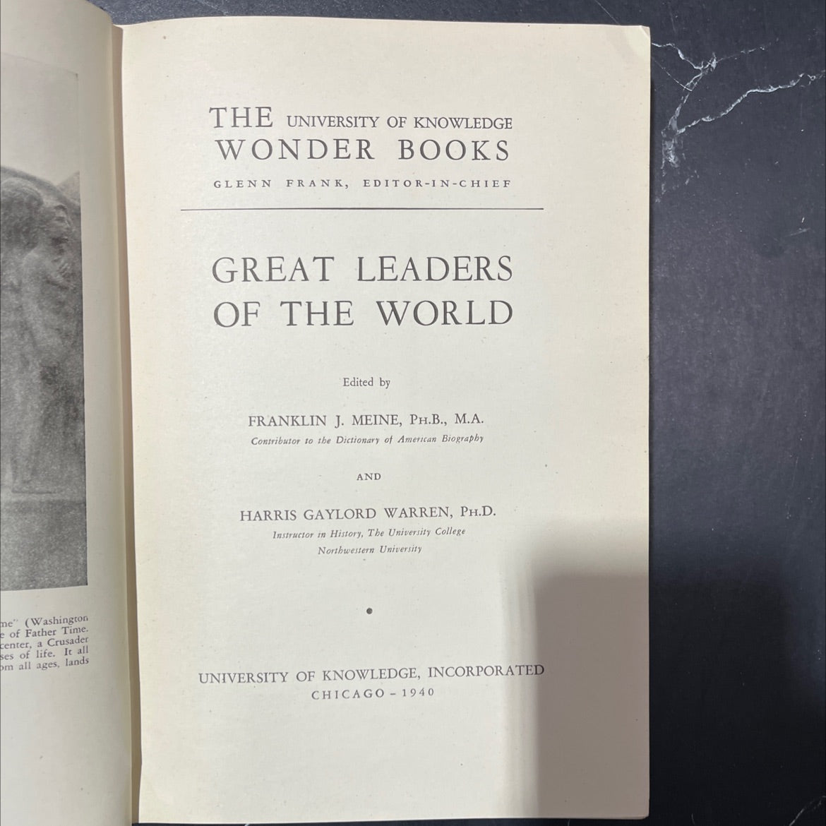 great leaders of the world book, by franklin j. meine, harris gaylord warren, 1941 Hardcover image 2