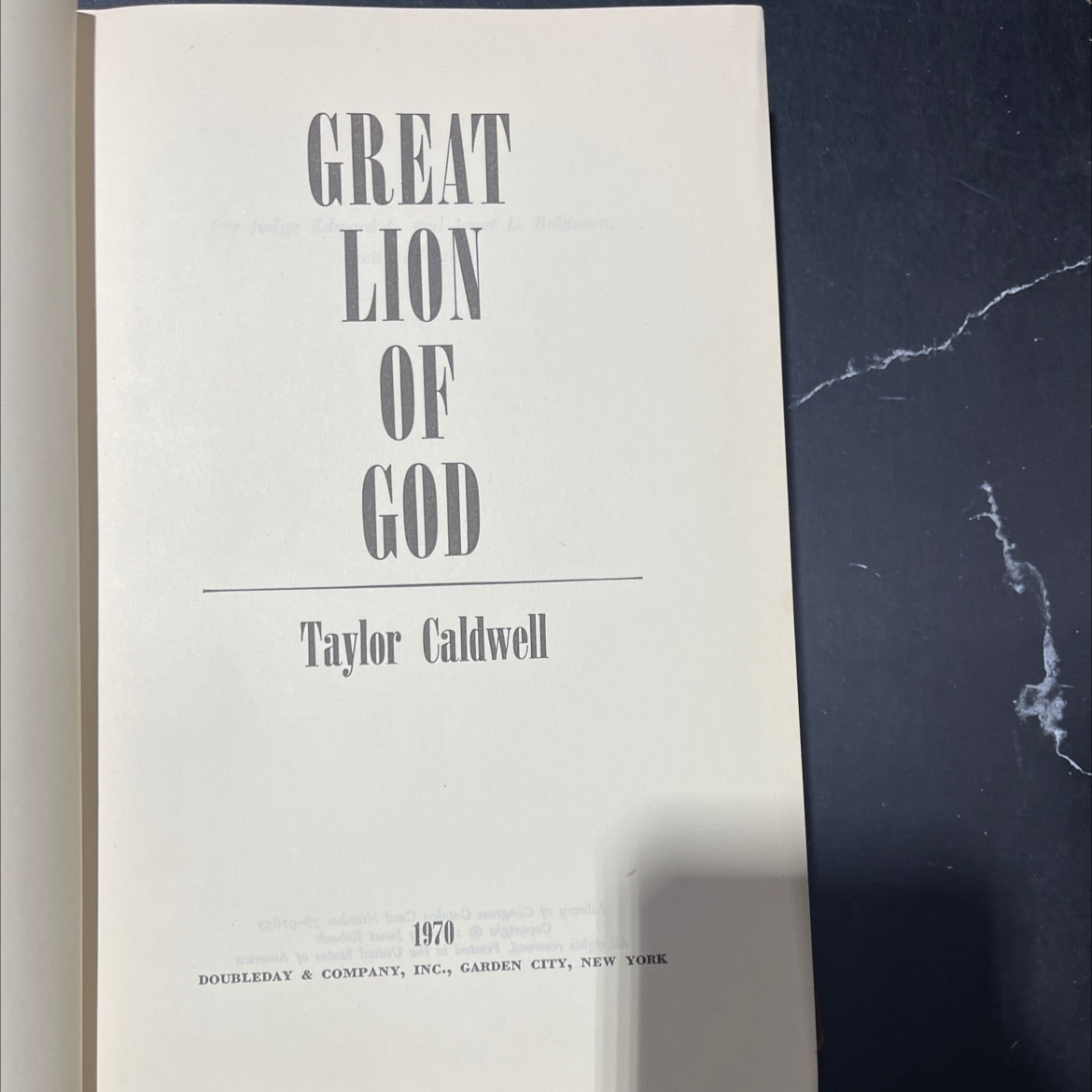 great lion of god book, by taylor caldwell, 1970 Hardcover image 2
