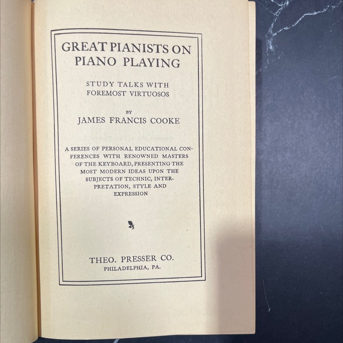 great pianists on piano playing study talks with foremost virtuosos book, by james francis cooke, 1917 Hardcover image 2