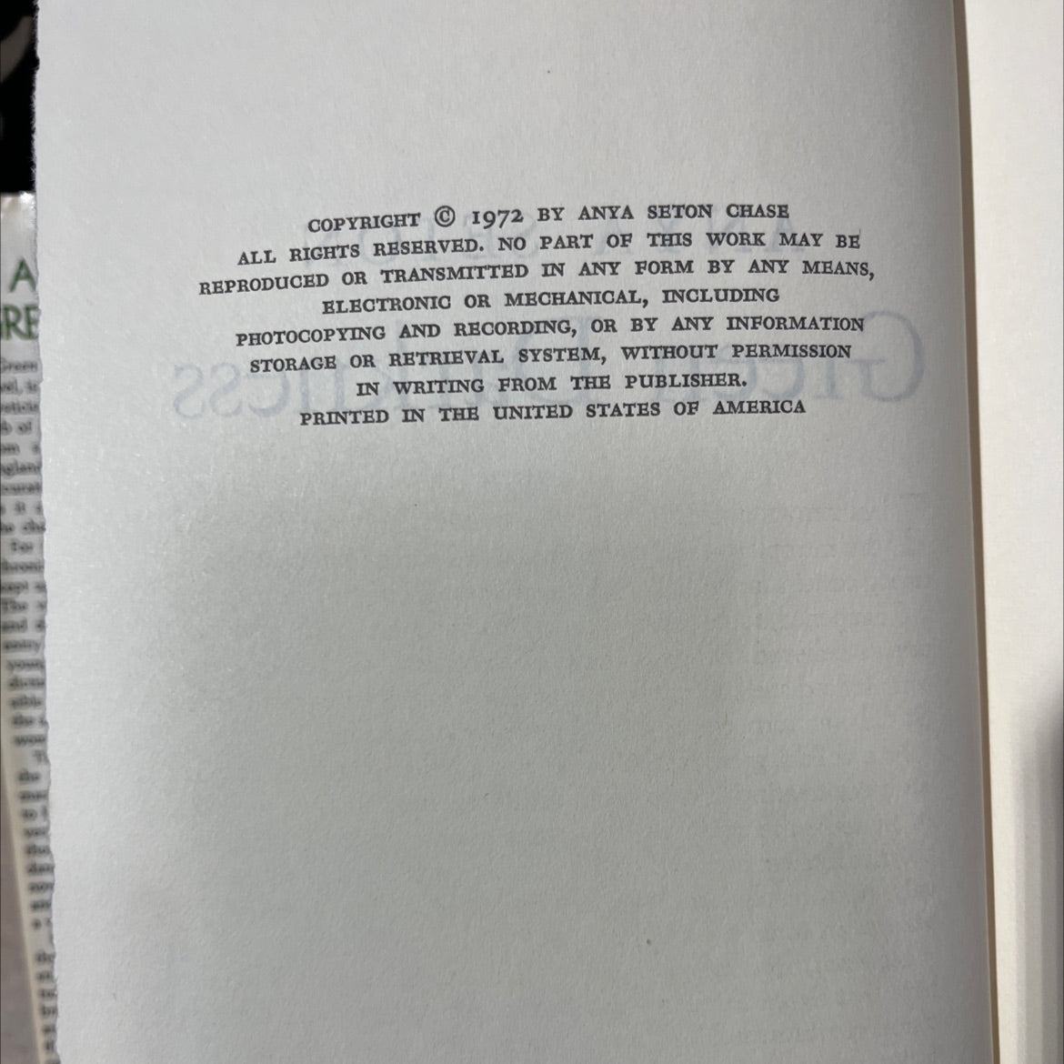 green darkness book, by anya seton, 1972 Hardcover image 3
