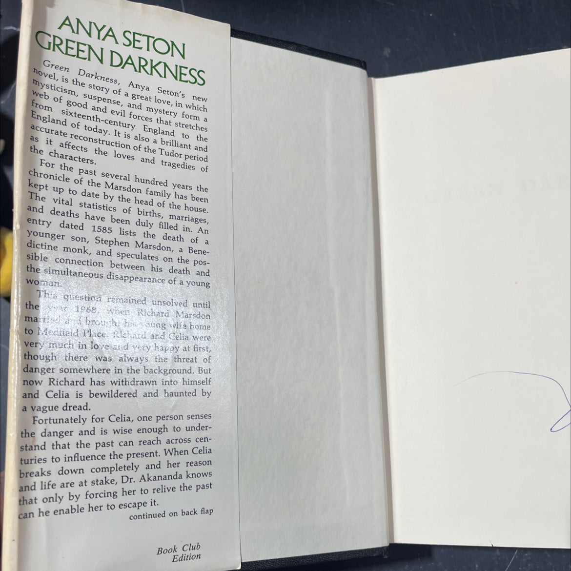 green darkness book, by anya seton, 1972 Hardcover image 4