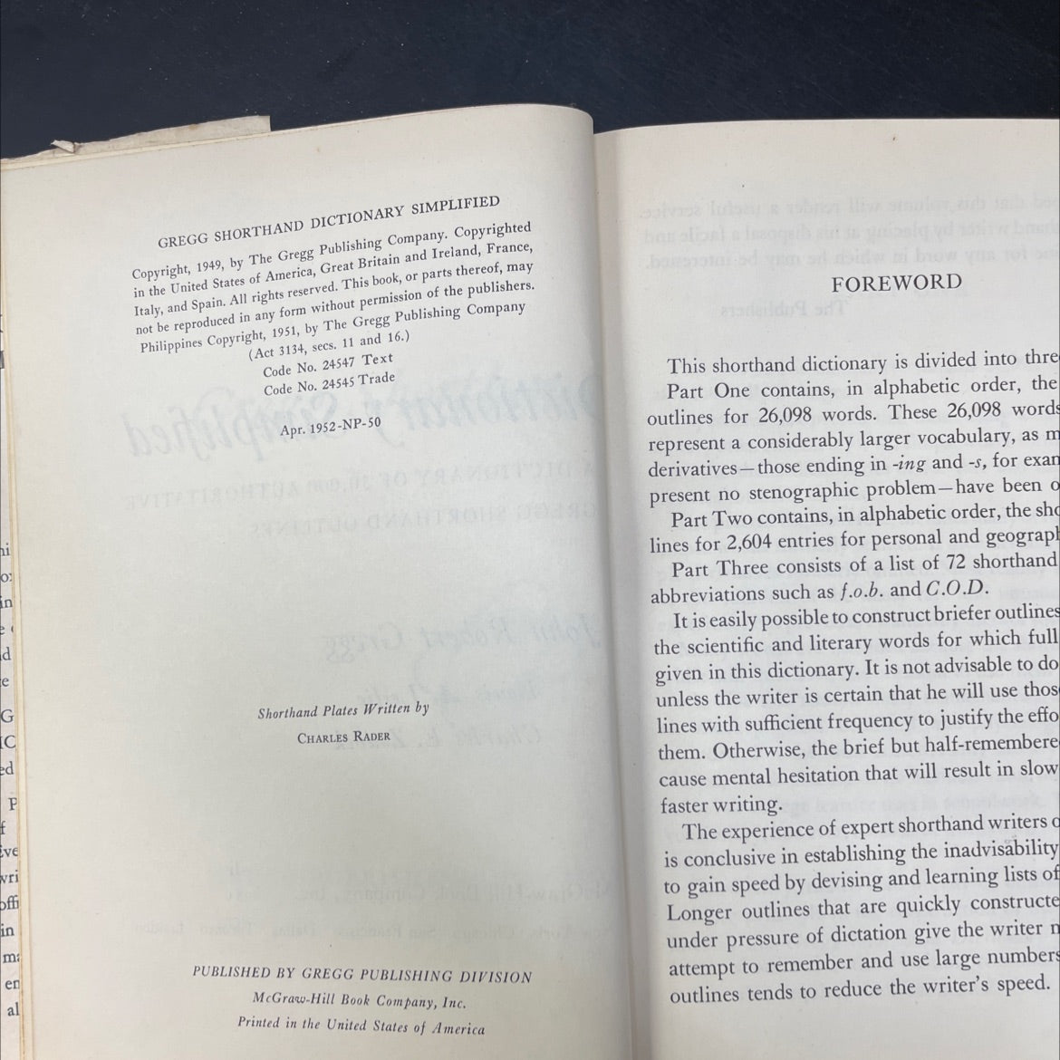 gregg shorthand dictionary simplified book, by John Robert Gregg, Louis A. Leslie, Charles E. Zoubek, 1949 Hardcover image 3