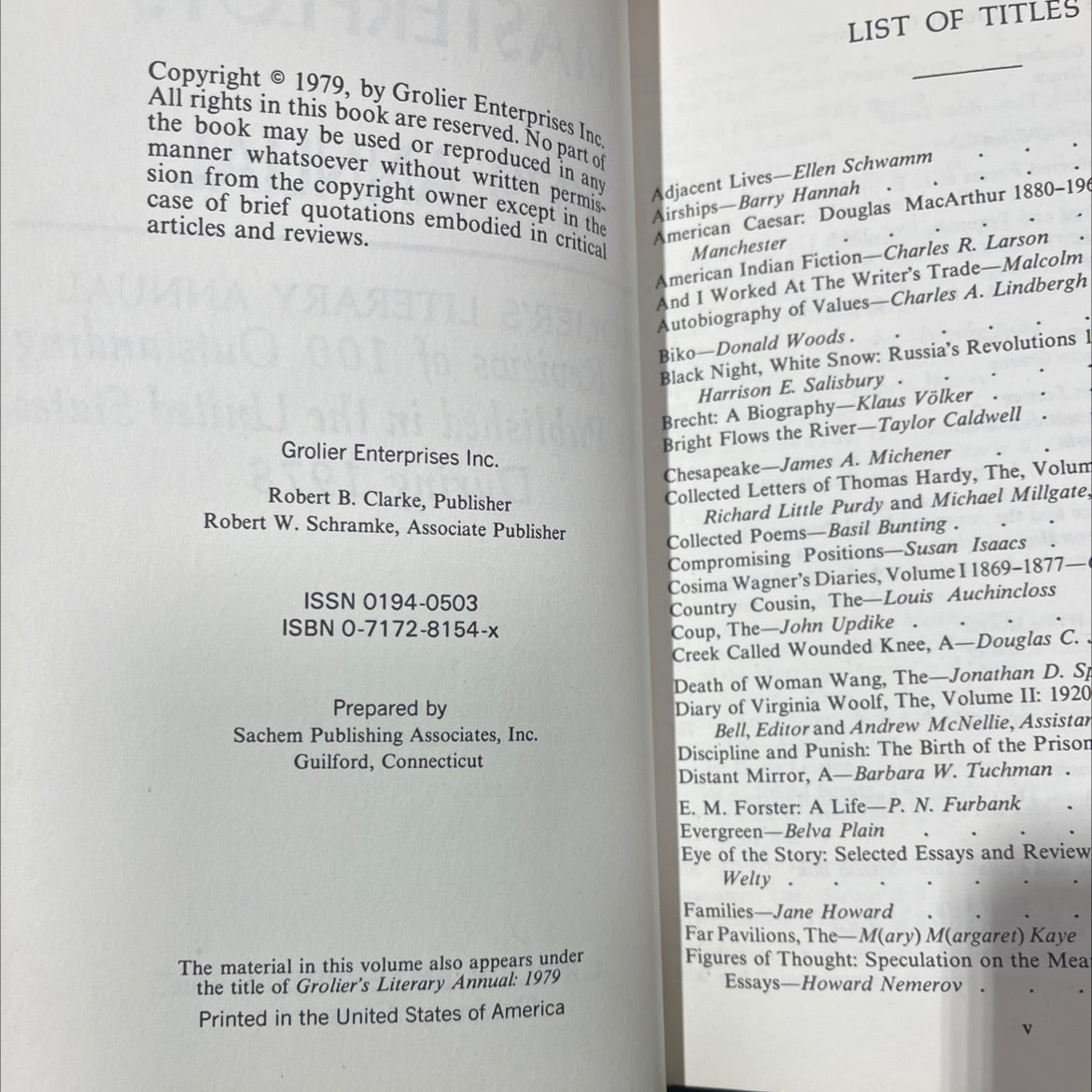 grolier's masterplots 1979 annual book, by grolier enterprises inc., 1979 Hardcover image 3
