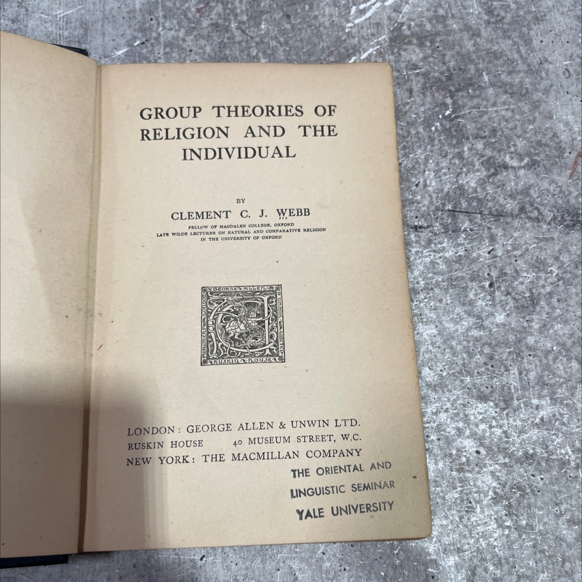 group theories of religion and the individual book, by clement c. j. webb, 1916 Hardcover image 2