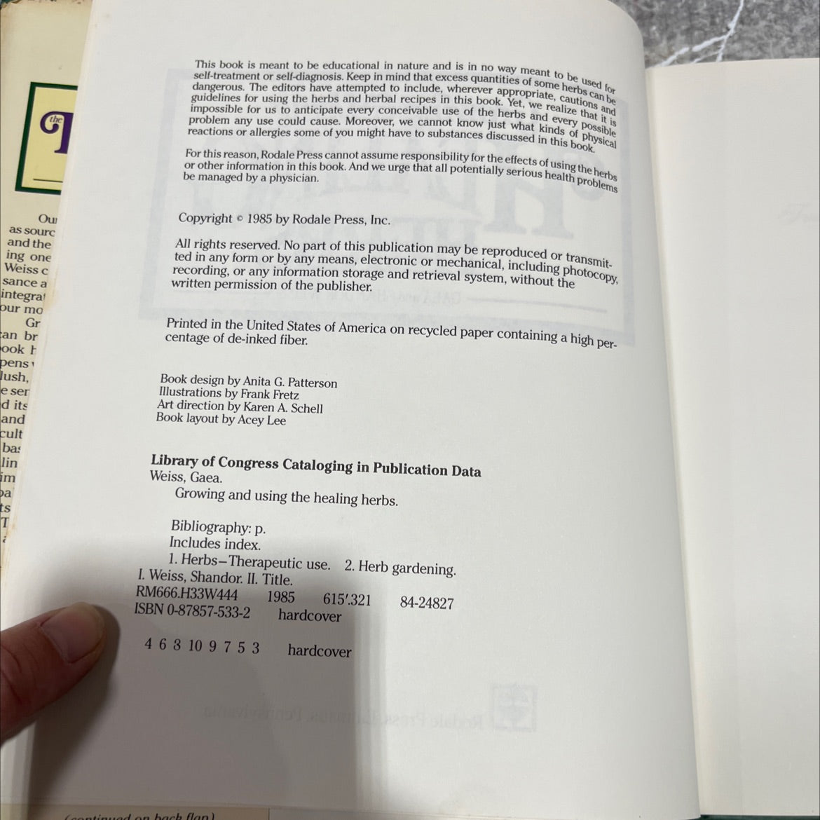 growing and using healing herbs book, by gaea weiss, shandor weiss, 1985 Hardcover image 3