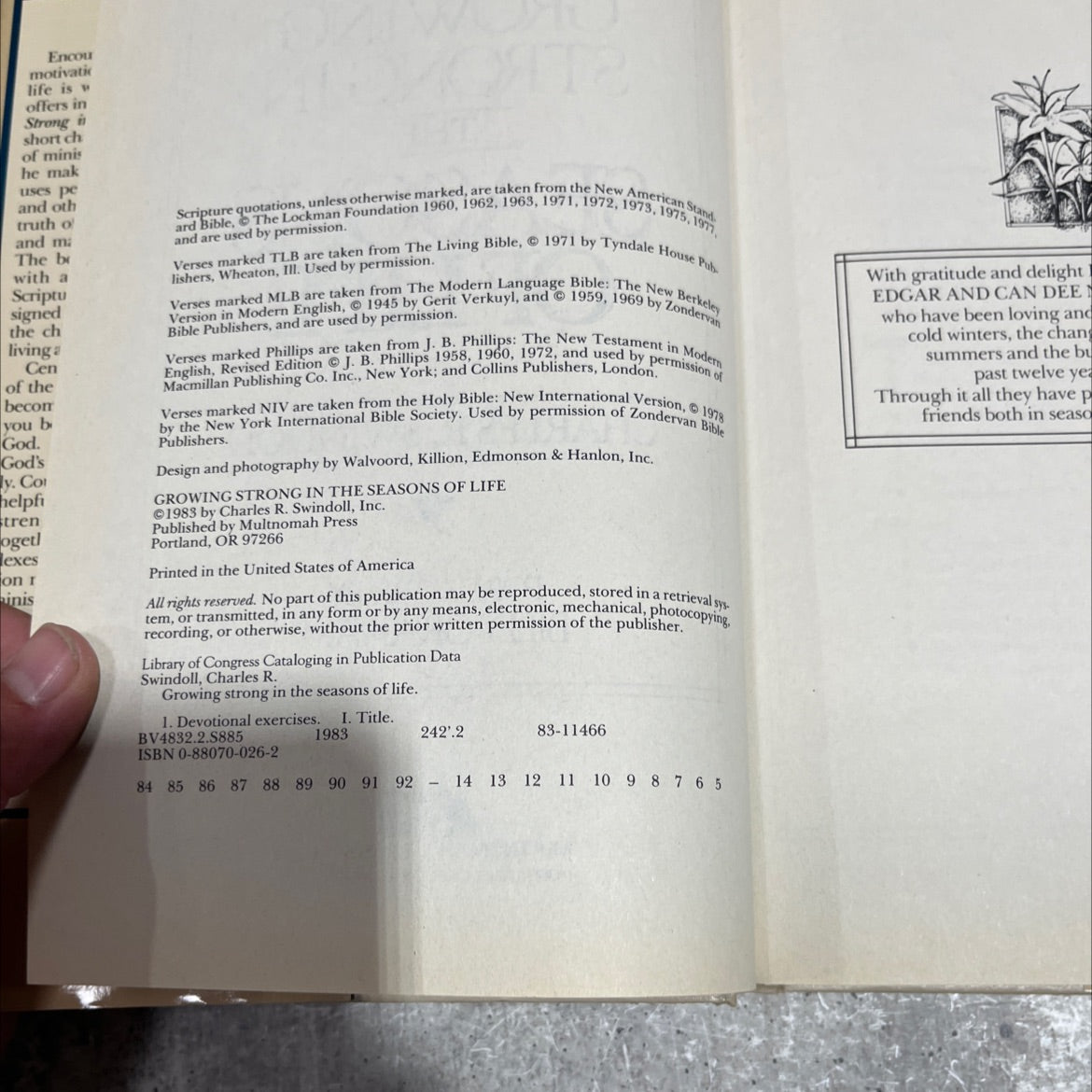 growing strong in the seasons of life book, by charles r. swindoll, 1983 Hardcover image 3