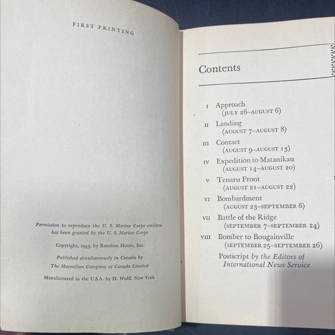 guadalcanal diary book, by richard tregaskis, 1943 Hardcover image 3