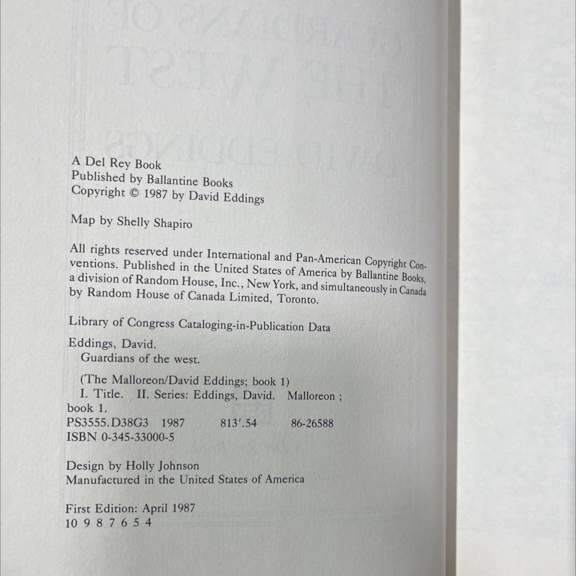 guardians of the west book, by david eddings, 1987 Hardcover image 3