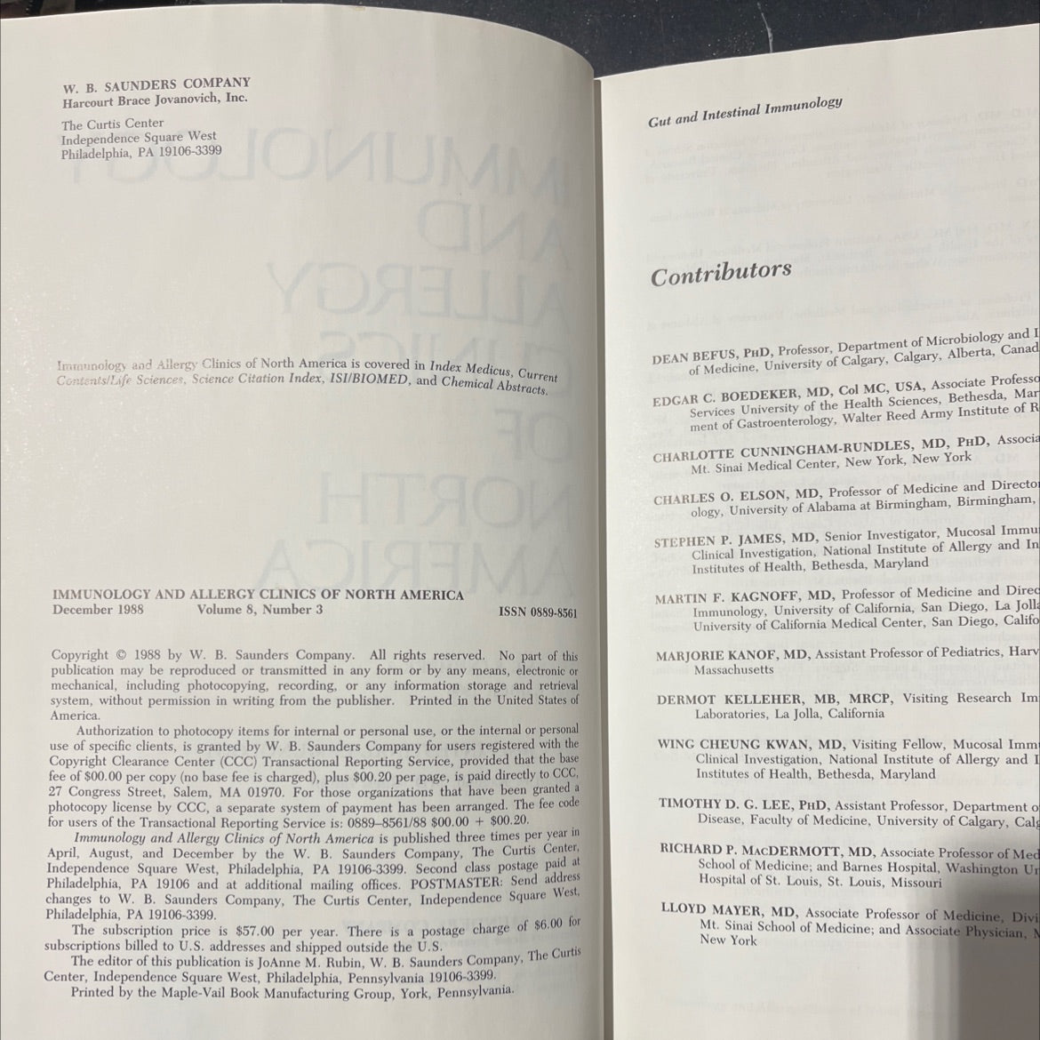 gut and intestinal immunology book, by Martin F. Kagnoff, MD, 1988 Hardcover image 3