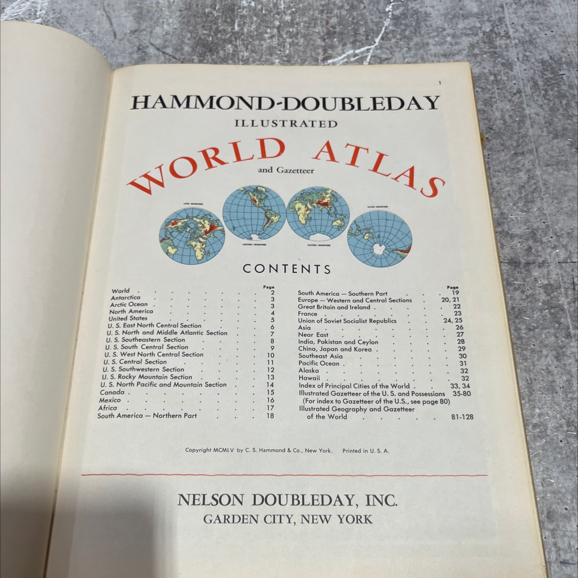 hammond-doubleday illustrated world atlas and gazetteer book, by c. s. hammond & co., 1955 Hardcover image 2