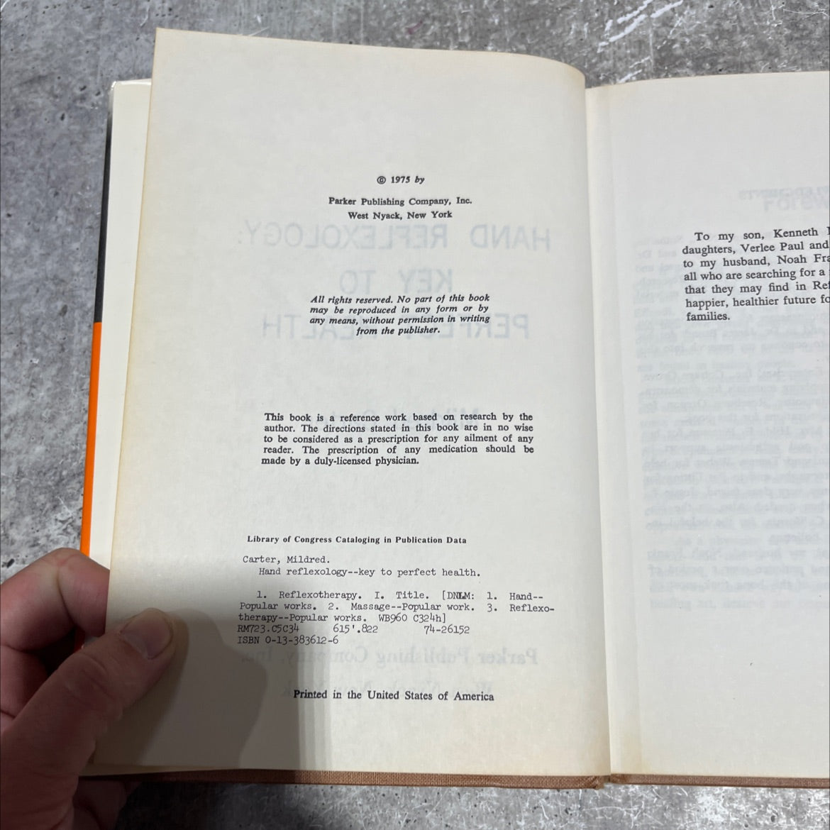 hand reflexology: key to perfect health book, by mildred carter, 1975 Hardcover image 3