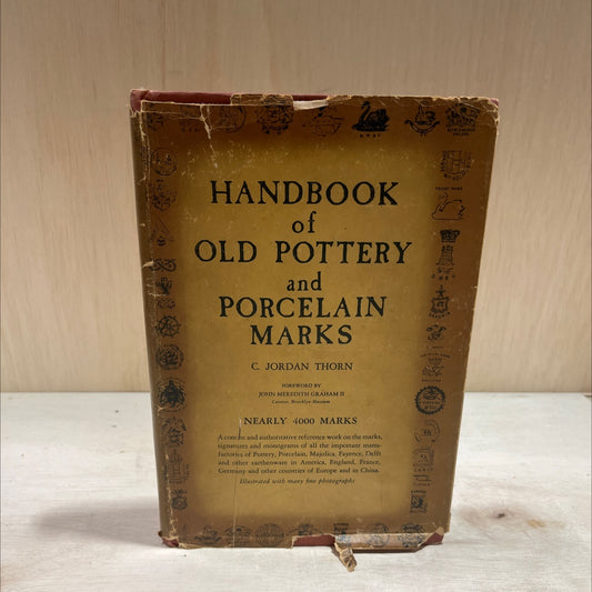 handbook of old pottery & porcelain marks book, by c. jordan thorn, 1947 Hardcover image 1