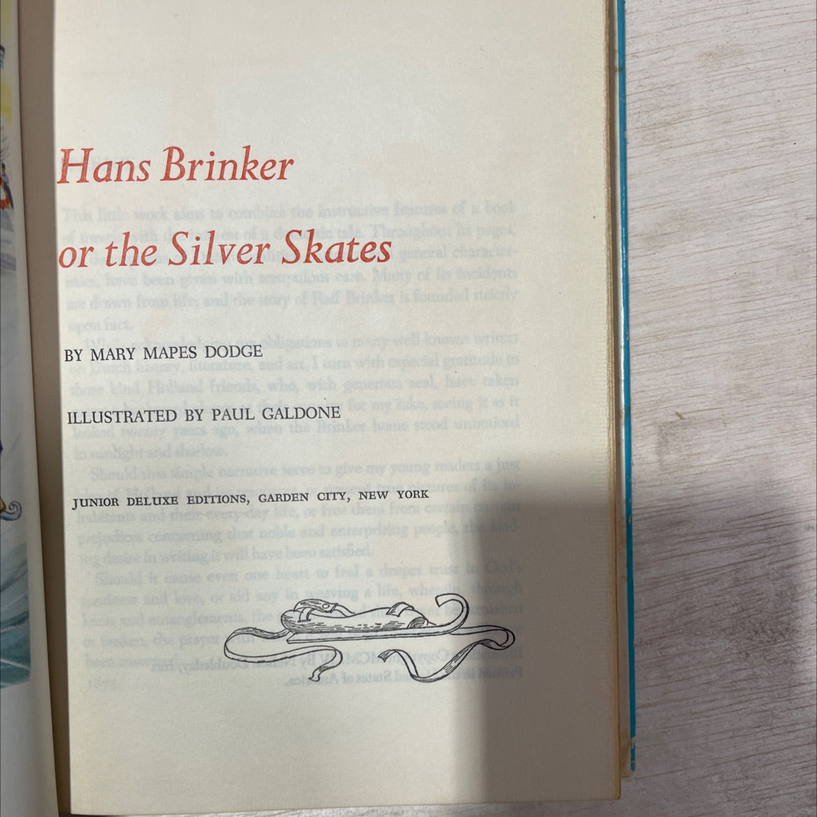 hans brinker or the silver skates book, by mary mapes dodge, 1954 Hardcover, Vintage image 2