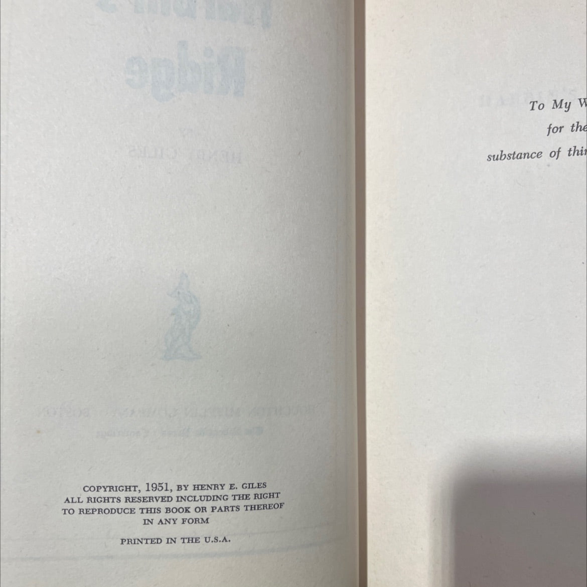 harbin's ridge book, by henry giles, 1951 Hardcover image 3