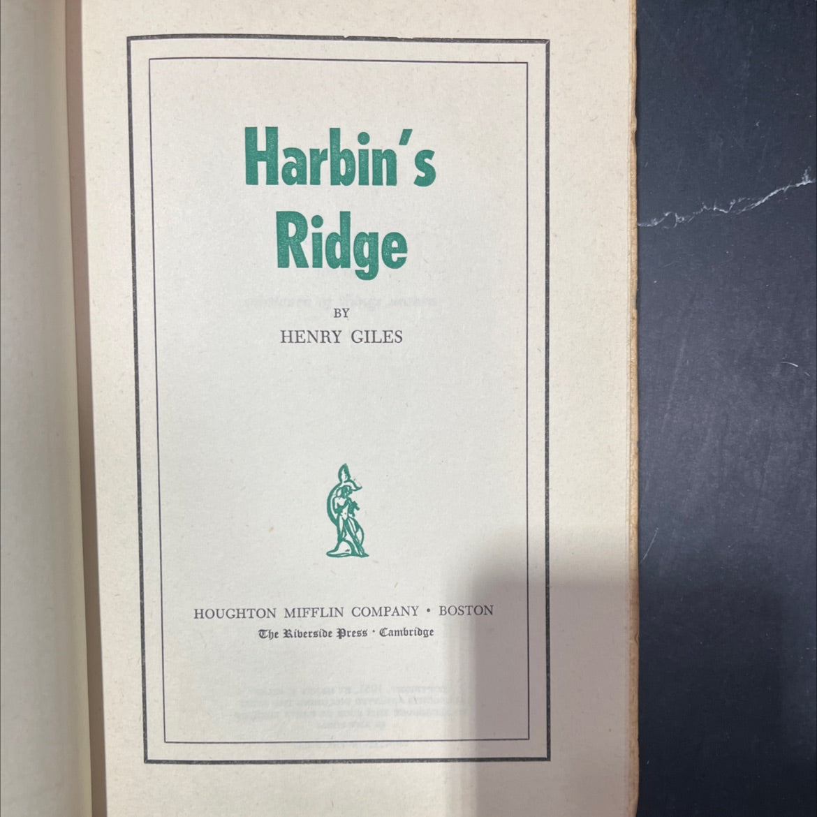 harbin's ridge book, by henry giles, 1951 Hardcover image 2