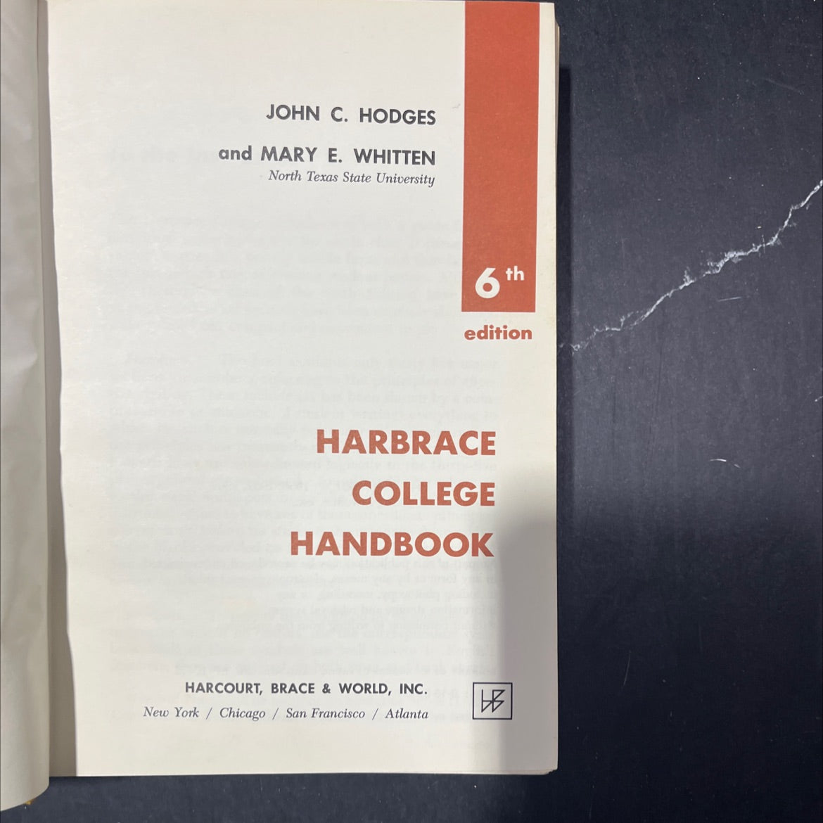 harbrace college handbook book, by john c. hodges and mary e. whitten, 1967 Hardcover image 2