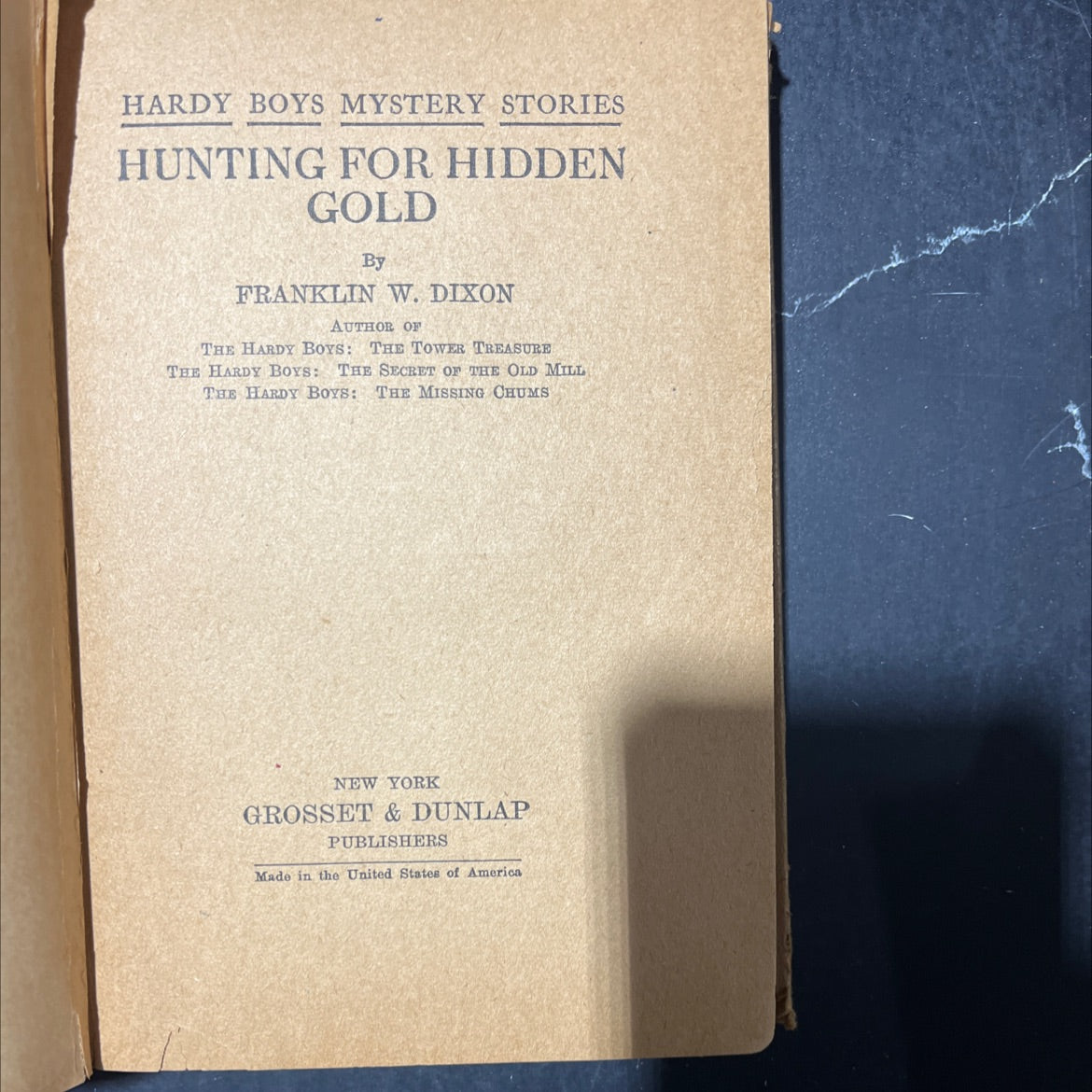 hardy boys mystery stories hunting for hidden gold book, by franklin w. dixon, 1928 Hardcover image 2