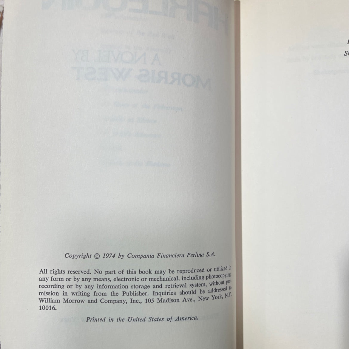 harlequin book, by morris west, 1974 Hardcover image 3