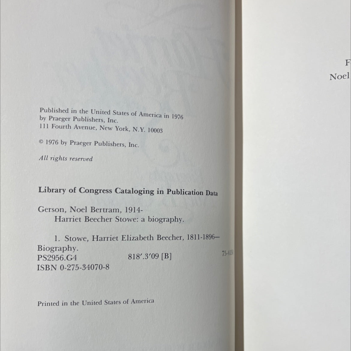 harriet beecher stowe: a biography book, by noel b. gerson, 1976 Hardcover image 3