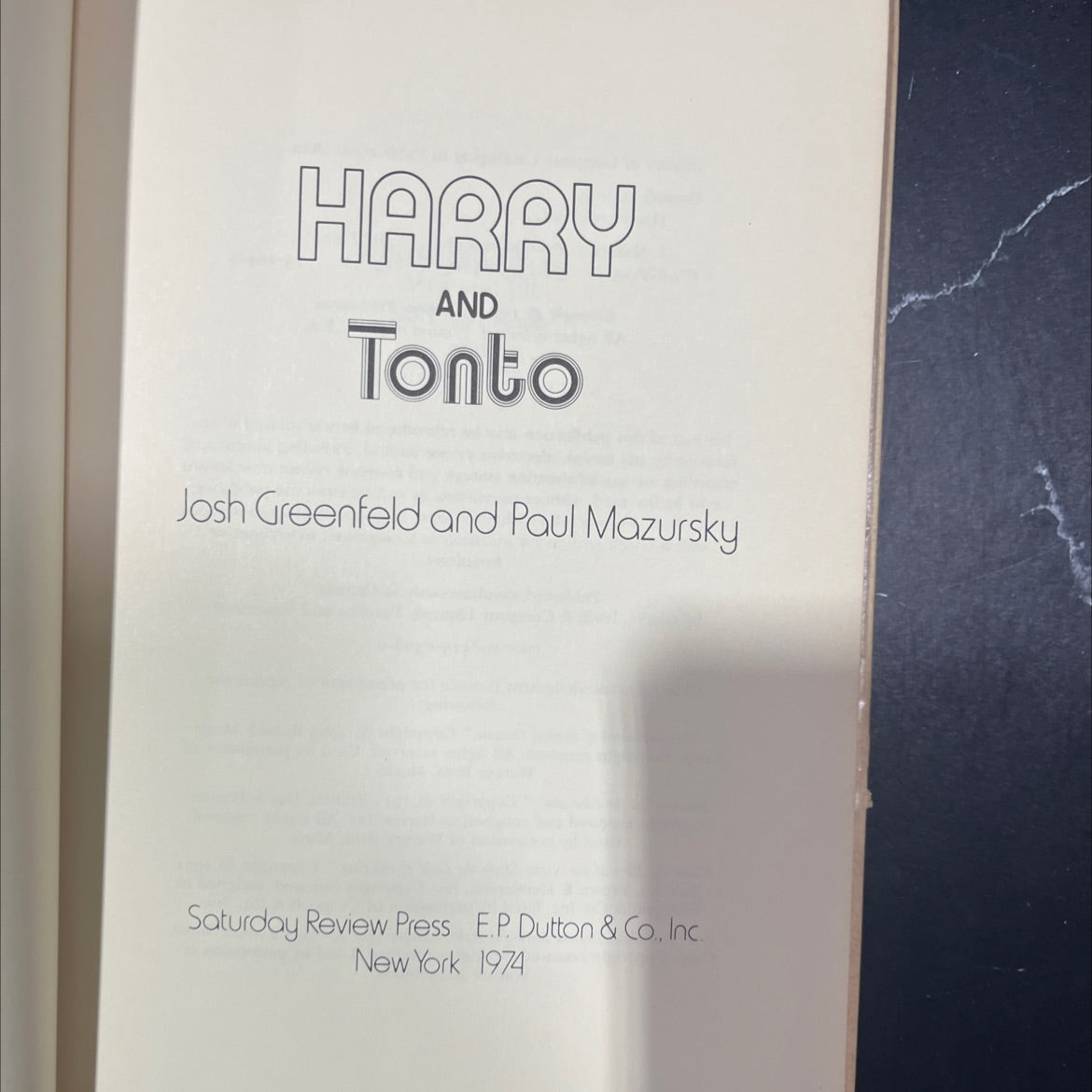 harry and tonto book, by Josh Greenfeld, Paul Mazursky, 1974 Hardcover image 2